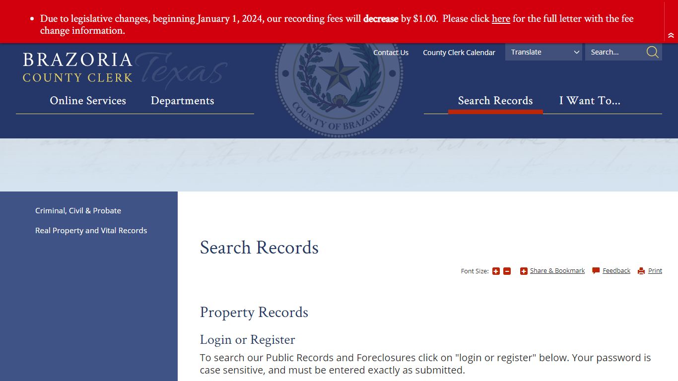 Search Records | Brazoria County Clerk